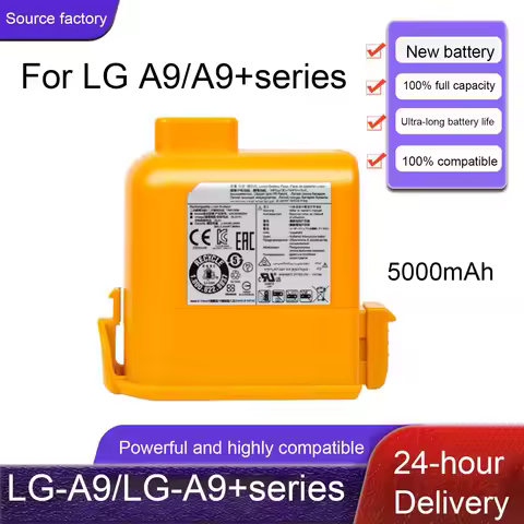 6000mAh CordZero Battery for A9/P9/A9S Vacuum Cleaners Compatible Replacement for LG CordZero A9 Bat