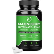 Magnesium Glycinate Capsules, Magnesium Glycinate Supplement with Zinc, Vitamin D3 & B6 - Promotes N