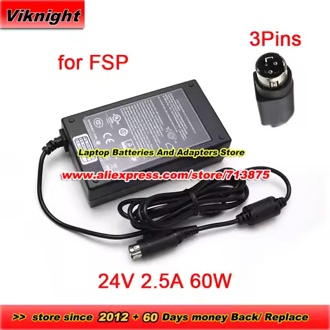 Genuine FSP060-RAA 60W Charger 24V 2.5A AC Adapter for FSP FSP060-RTAAN2 Round With 3 Pins Printer P
