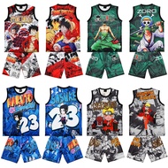 Naruto One Piece Anime Kids Terno Jersey Shorts Set | Sublimation Printed Top Bottom