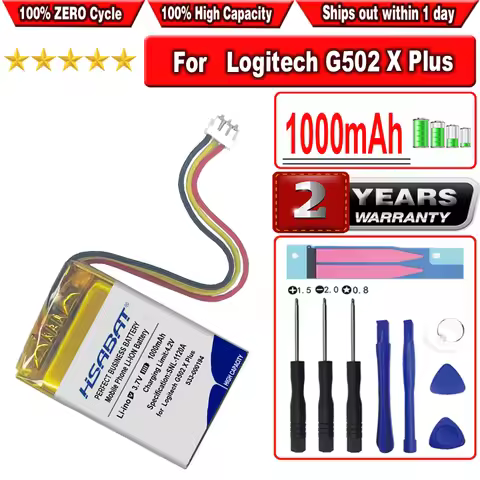 HSABAT 1000mAh 533-000194 Battery for Logitech G502X G502 X Plus Lightspeed Wireless Mouse