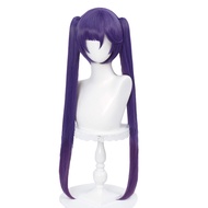 SL Purple Pigtails Wig for Mona Cosplay Costume Anime Lavender Straight Hair Wigs with Separated Pig