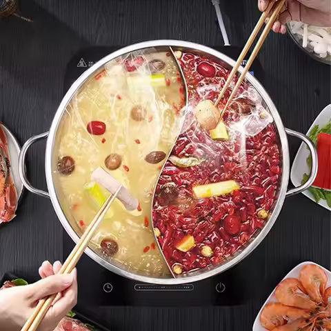 Pot Hot Shabu Divider Stainless Steel Cooking Cooker Induction Hotpot Divided Chinese Hot Pot Compat
