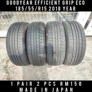 GOODYEAR EFFICIENT GRIP ECO Hybird 185/55/R15 2018 Years Tyre / Tayar ( Tubeless ) About 80% Tread ( Made In Japan )