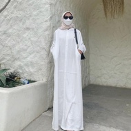 abaya kancing full assolabiyah - putih s/m