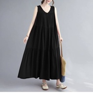 Dress murah Wanita terlaris lola lekbongBahan Katun Rayon Viscone Panjang Polos Import Korean Style 