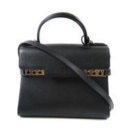 Delvaux 牛皮皮革Delvaux Tempete MM金扣手挽肩背兩用袋黑色