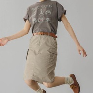 美式復古 少女探險 露營工裝多口袋棉質半身裙