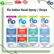 Flo Baby Saline Nasal Drops / Spray 15ml / Flo Saline Plus Nasal Spray 30ml