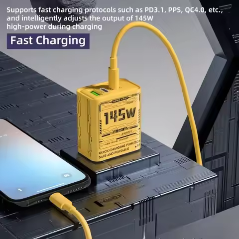145W GaN Fast Charger EU Plug 3 Ports Multiport Wall Charger Portable Travel Charging Adapter For La