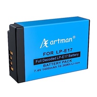 Artman Fully Decoded LP-E17 Battery 1400 mAh Compatible with Canon EOS R50 R10 R8 RP, Rebel T8i, T7i