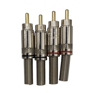 Combo of 4 AV Heads DX-01 Male (Male) OFC Copper Pins - Male Lotus Jack - RCA Jack/ AV Jack