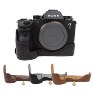PU Leather Camera Bottom Case Half Body Set Bag For Sony ILCE-9 A9 A7 III A7R3 A7R III A7R Mark 3 Ge