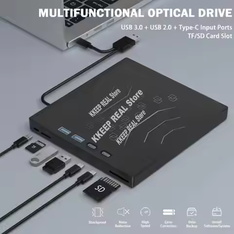 CD Burner 7-In-1 USB3.0 External CD/DVD Drive Player Portable External Disk Optical Drive For PC Lap
