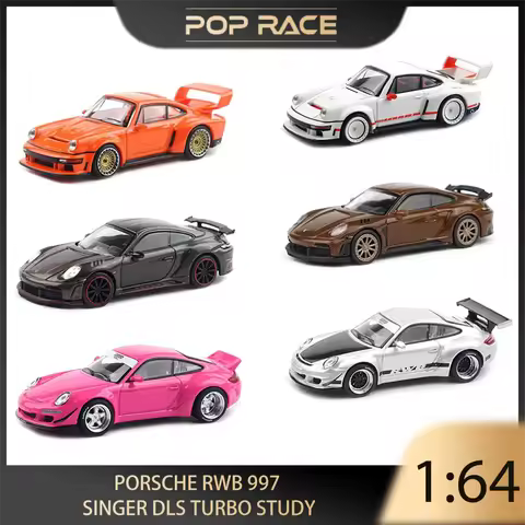 POP RACE 1/64 Porsche RWB 997 SINGER DLS Turbo Study Alloy Premium Diecast Vehicle Model Toys Collec