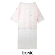 PRE-ORDER 10-14 วัน iCONiC BEAMING TOP #5960 เสื้อคลุม ผ้าตาข่าย ปักมุกสีสัน หน้าสั้น หลังยาว ทรงหลว