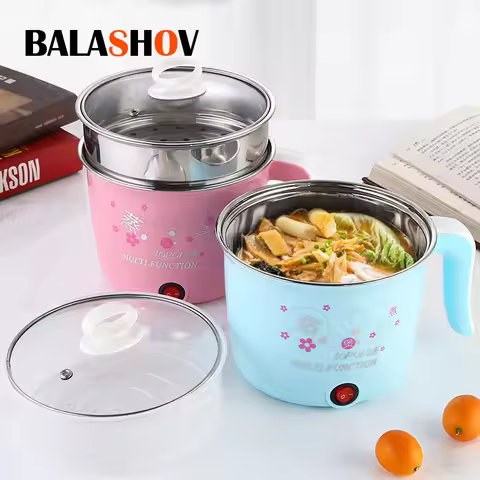 Multifunction Electric Cooker Hot Pot 1-2 People Heating Pan Multi Ramen Pot Machine Mini Rice Cook 