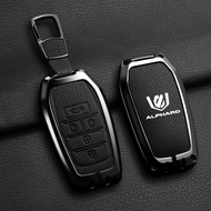 ฝาครอบเคสกุญแจรถยนต์หนังแท้โลหะผสมสังกะสีเคสรีโมทอัจฉริยะที่จับพวงกุญแจสำหรับ Toyota Alphard/ Vellfi