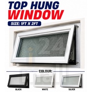 Aluminium Casement Window With Glass Toilet Window Top Hung Window / Frame Sisik Kaca Bilik Air 1 FE