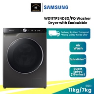 SAMSUNG 11kg / 7kg Washer Dryer 2IN1 with Ecobubble™ Ai Control Quick Drive Inox WD11TP34DSX/FQ Wash