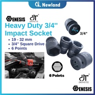 Genesis Socket Wrench / 3/4" Black Hardened Impact Socket / Box Socket (19mm - 32mm)