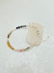 ROSE GARDEN：碧璽與銀珠手鍊 (B0098)