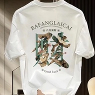 2024 New  Street Fashion Wear Short Sleeve Wishes and Grateful Printed T shirts for Men Black/White 