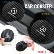 Plje Benz Benz Carbon Fiber Pattern Water Coaster Car Coaster Shock-Absorbing Coaster Beverage Coaster Water Cup Slot Anti-Slip Pad W205 W204 A-Class C-Cl