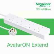 Schneider Electric- AvatarOn 4Gang or 6Gang Trailing socket with individual switch, 3Meters, White color (extension cord