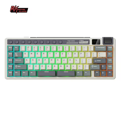 RK ROYAL KLUDGE M70 Customization Keys Gaming Keyboard Gasket Battery Display Tri-mode PBT Keycap Wi