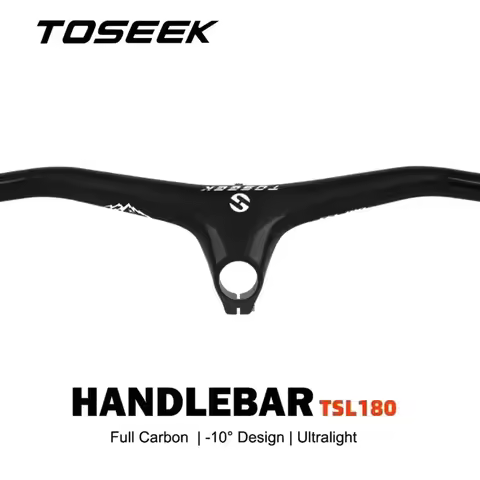 TOSEEK T800 Carbon Fiber Handlebar MTB Bicycle Integrated Handlebar Stem -10 Degrees For XC Mountain