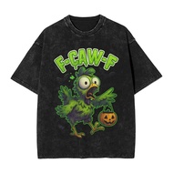 Halloween chicken F-CAW-F pattern printed men's fashionable washed cotton T-shirt