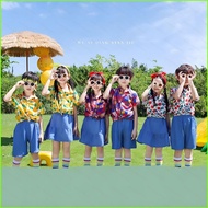 HK2 Childrens performance costume retro printed shirt for boys and girls Trendy Cool HK2