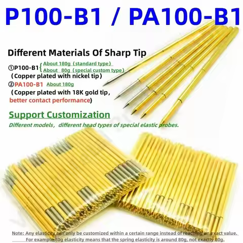20/100PCS P100-B1 Spring Test Probe P100-B Test Pin PA100-B PA100-B1 Test Tool 33.35mm Dia 1.36mm Ne