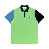 [稀有品] Lacoste 法國鱷魚 飽和薄荷綠色+松石綠色+水藍色+黑色 大面積拼接網眼POLO衫 XXL號