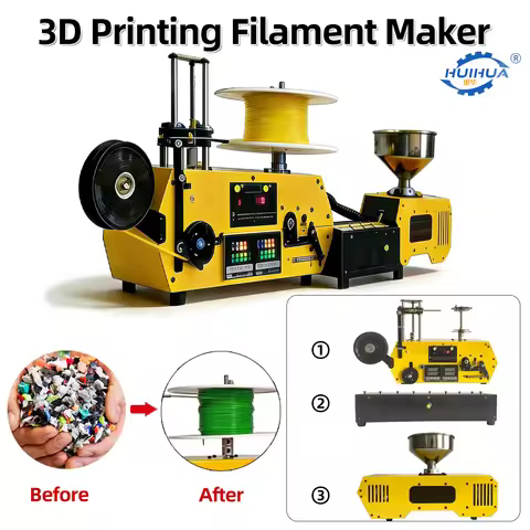 Desktop 3D Filament Extruder Machine HT400 1.75mm Filament Print Maker Waste TPU PC PLA PET Regenera
