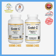 California Gold Nutrition Gold C Vitamin C 1000mg / 500mg 240 Veggie Capsules