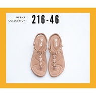 รองเท้าเเฟชั่นผู้หญิงเเบบเเตะสวมหูหนีบส้นเตี้ย No. 216-46 NE&NA Collection Shoes