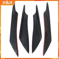 【H&H】 4Pcs Carbon Fiber Car Bumper Fin Canard Splitter Diffuser Spoiler Air