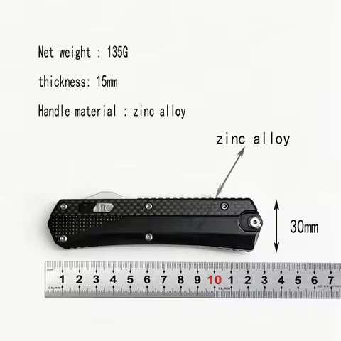 Zinc-aluminum alloy handle miniature OTF knife folding knife outdoor camping self-defense utility ED