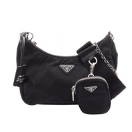 【二手】Prada PRADA 肩背包 2005 復刻版 黑色尼龍 Saffiano 皮革 2005 復刻版 2way 肩背包 女士 二手 A