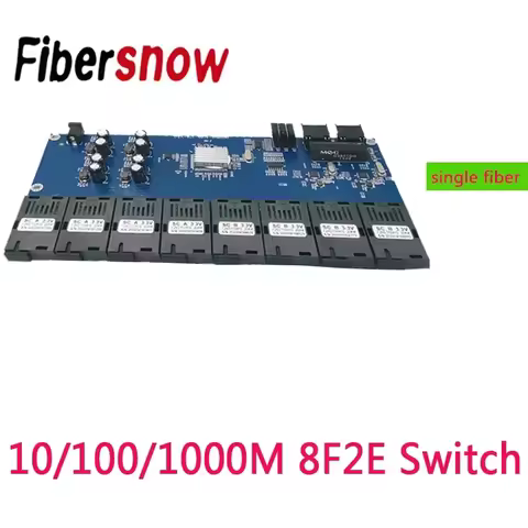 Gigabit switch Ethernet 8F2E Fiber Optical Media Converter 8 Port 1.25G SC 2 RJ45 10/100/1000M 8 SC 