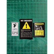No Brakes Sticker Warning Sticker Universal Fixie Frame Bike