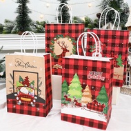 4pcs/set Christmas Gift Bags Candy Biscuit Cookies Bags Kraft Paper Packaging Bags Christmas Decorations for Home 2024 Happy New Year