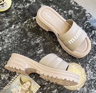 Dép nữ quai ngang dép bánh mỳ chữ MM đế xuồng cao 7cm