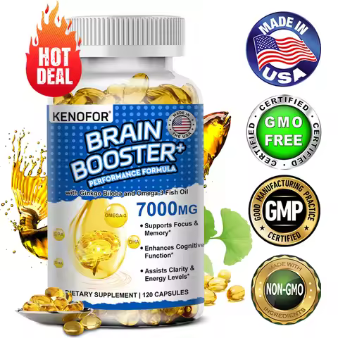Omega 3 Fish Oil - 1200mg EPA + 600mg DHA, with 1600mg Ginkgo Biloba, for Heart Health, Brain & Immu