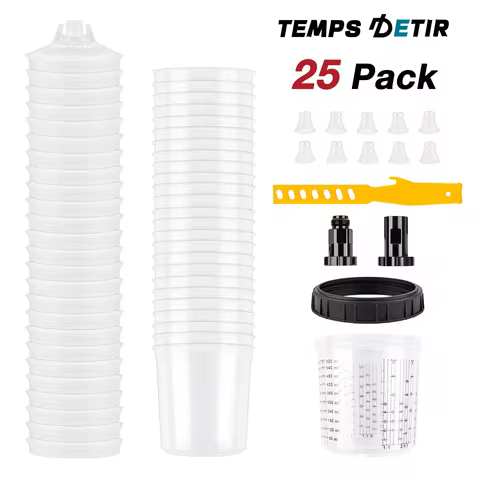10/25Pcs Spray Gun Paint Mixing Cup 3/8 Thread H/O Spray Gun Tank 20.3 oz/600ML Disposable Paint Cup