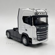 1:50 Diecast Metal Truck Model Toy Scania S730 Semi-Trailer Tractor Replica Pull Back With Sound & L