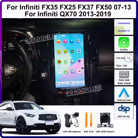 13.8" Android 14 For Infiniti FX35 FX25 FX37 FX50 Infiniti QX70 2007-2019 Car Multimedia Player Tesl