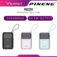 PINENG PN831PD 10000MAH | PN832PD 20000MAH POWERBANK FAST CHARGING BUILT-IN CABLE 22.5W TYPE C AND I